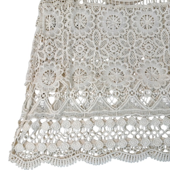 American Rag Womens Cream Crochet Tank Top Medium Boho‎ Festival Beach Cover Up - Picture 12 of 16